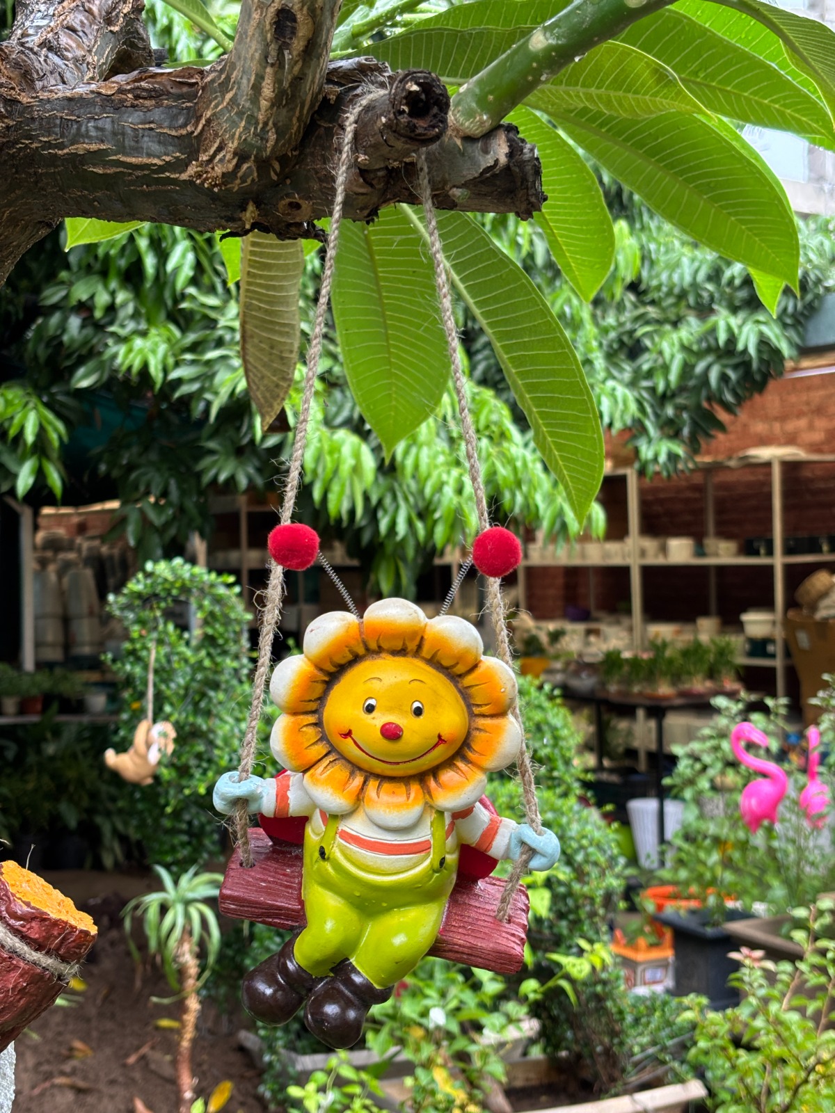 Cheerful Flower-Faced Figurine / Garden Decor Item / Back Garden Nursery