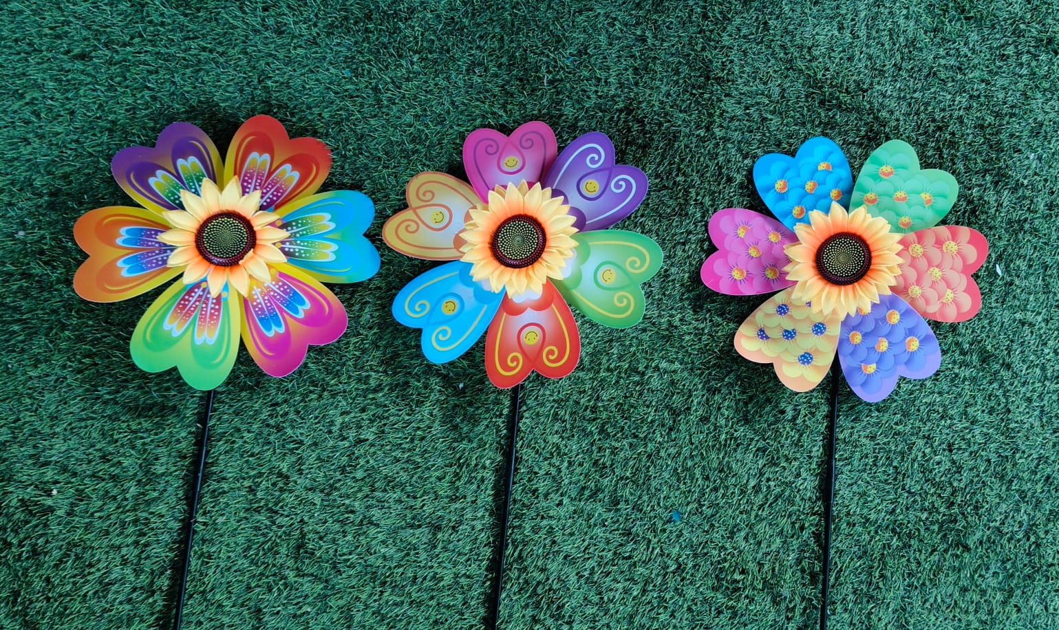 (S) Multicolored Wheel Spinner -Flower Colorful Rainbow Windmills for Party Favors and Outdoor Lawn Flower Yard Decoration /Back Garden Nursery