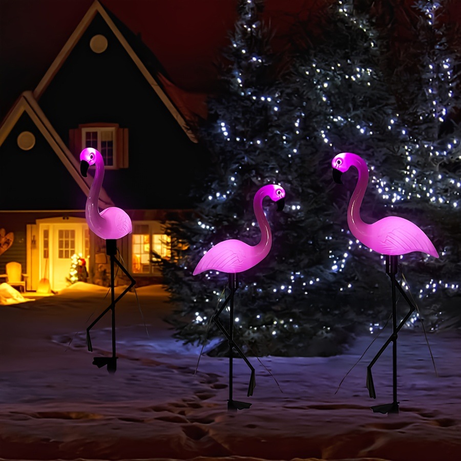 Set of 3 Solar LED Flamingo Garden Light - Back Garden Nursery