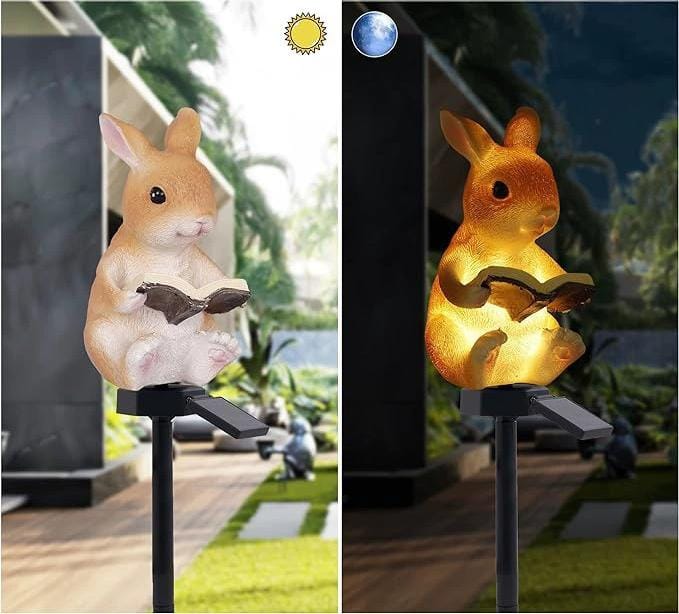 Solar LED Reading Rabbit Garden Light - Back Garden Nursery