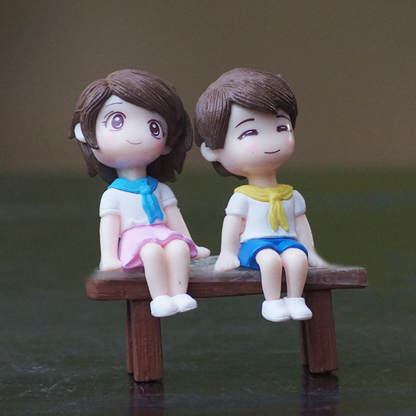 Cute Bench Couple Fairy Garden Toys - Back  Garden Nursery