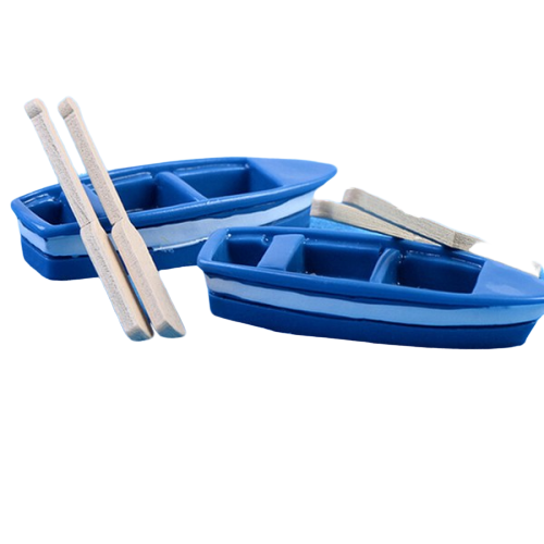 Miniature Boat Blue + Two Oars Toys 1 Pc - Back Garden Nursery