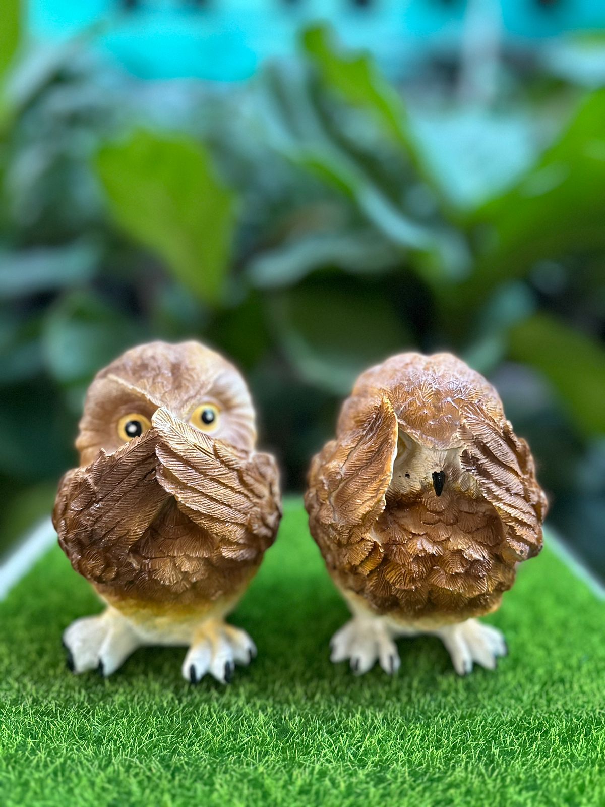 5" inch Small Resin Owl showpiece set of 2 for Home and Garden Decor
