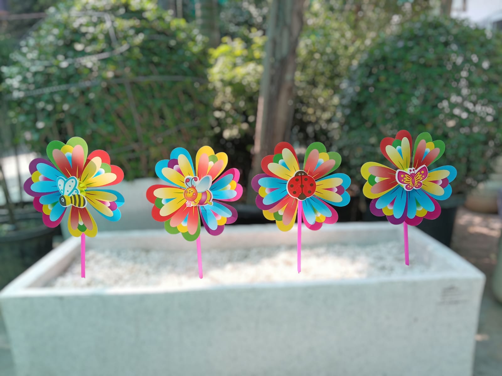 (Q) Double layered Animal Flower Windmill Spinner- Back Garden Nursery