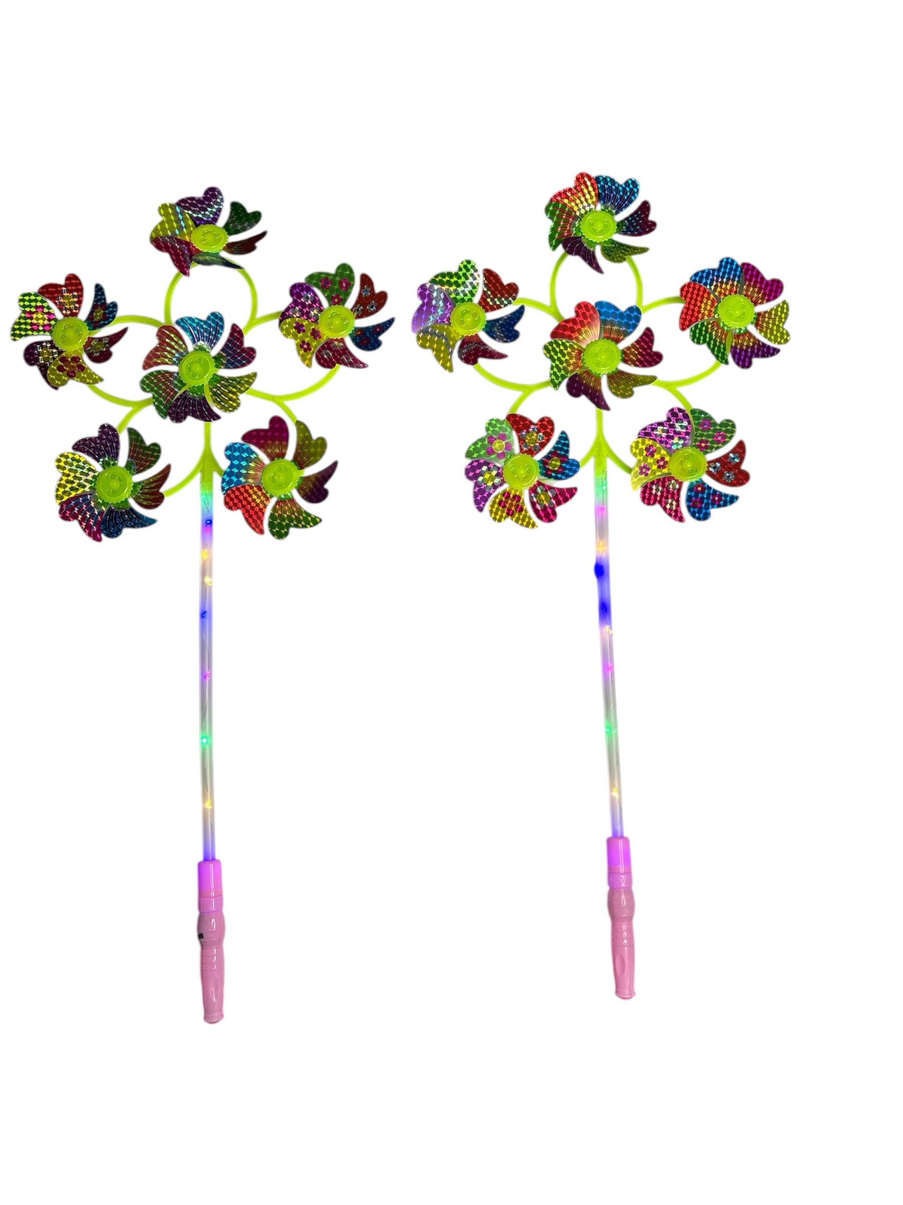 Character Print LED Light Windmill Set of 2 with Multicolor Lights - Back Garden Nursery