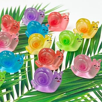 Mini Glow Snail Resin Glow‑in‑the‑Dark- Colourful Glow In Dark- Back Garden Nursery