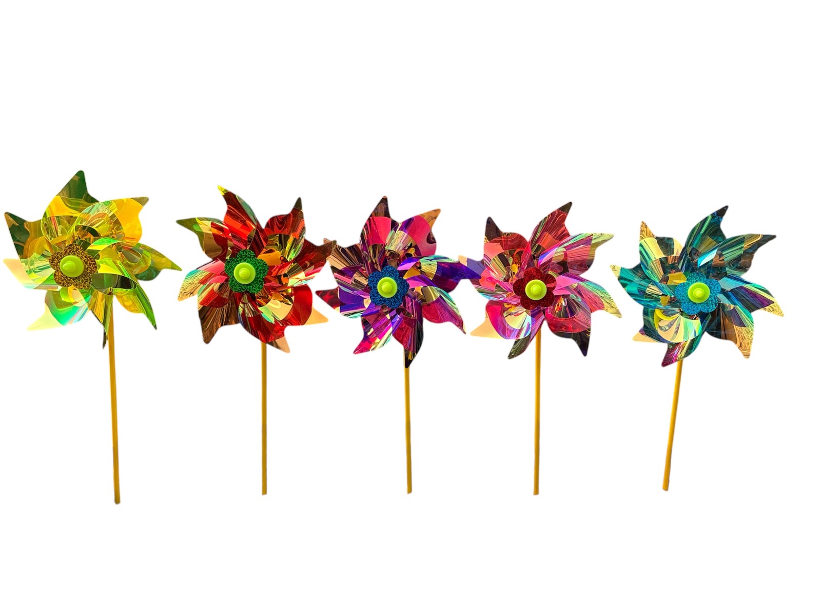 Multicolor Holographic Garden Windmill - Set of 4 - Back Garden Nursery