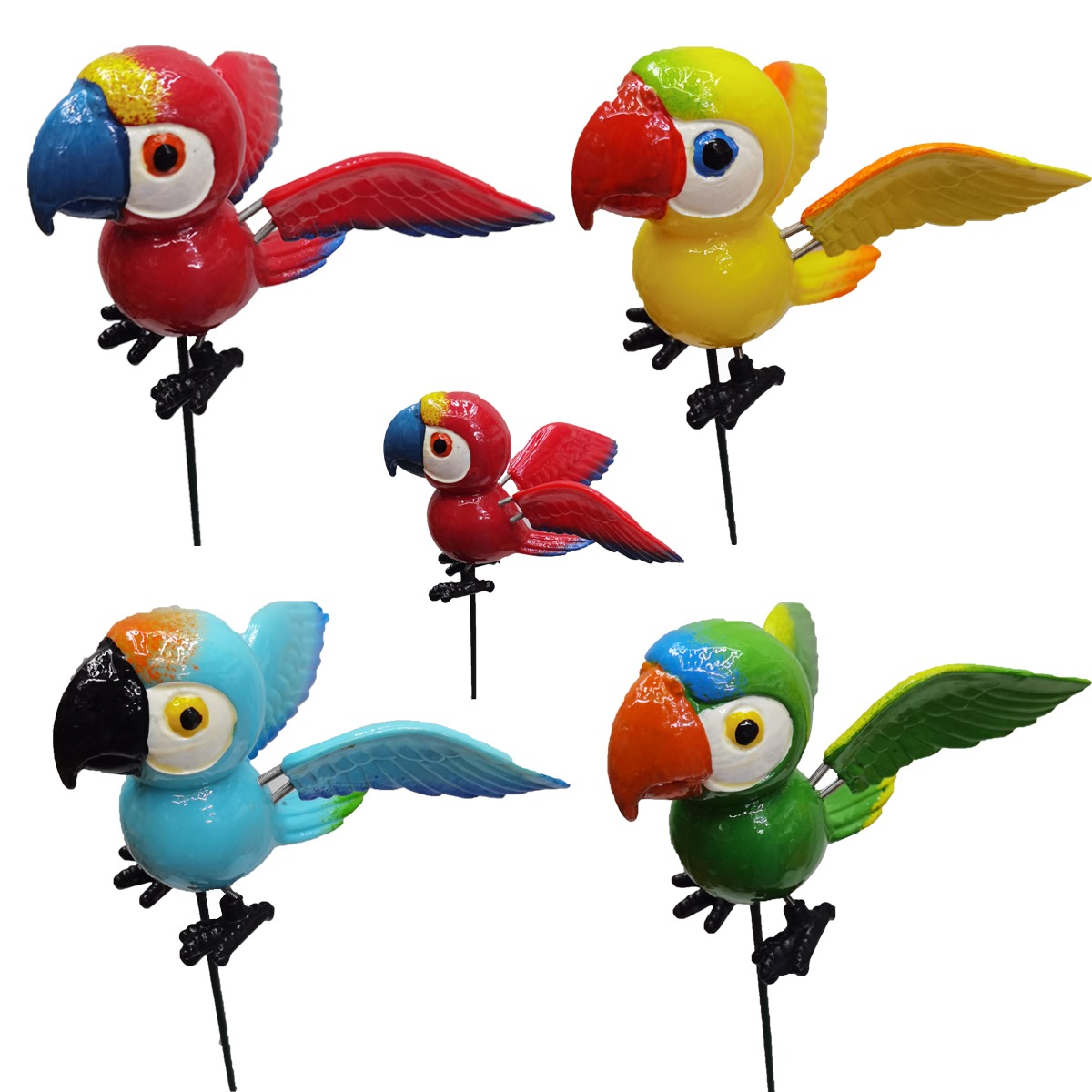 Set of 4 Parrot Garden Stake - Back Garden Nursery