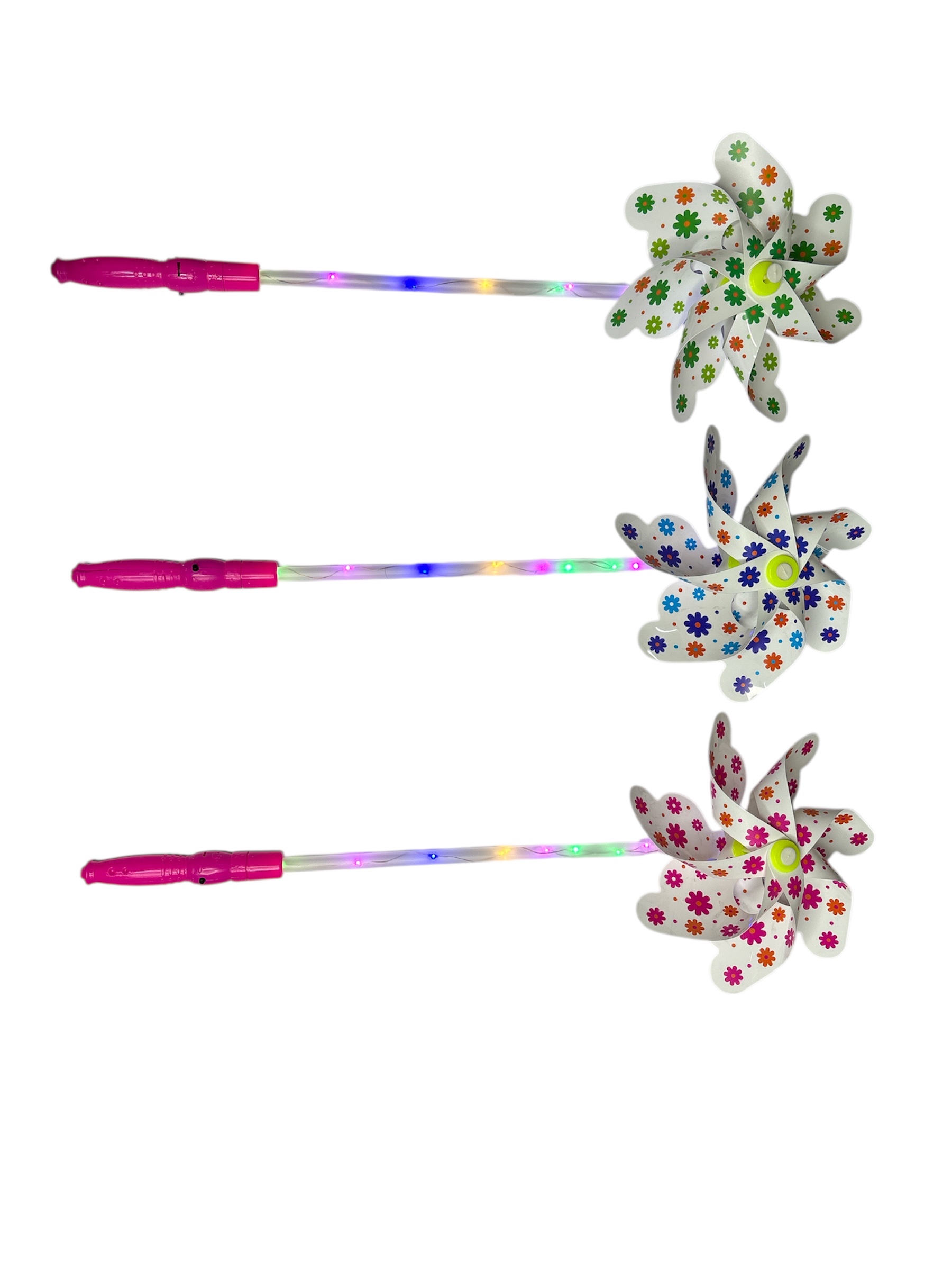 Floral LED Light Windmill - Set of 2 with Rotating Blades - Back Garden Nursery