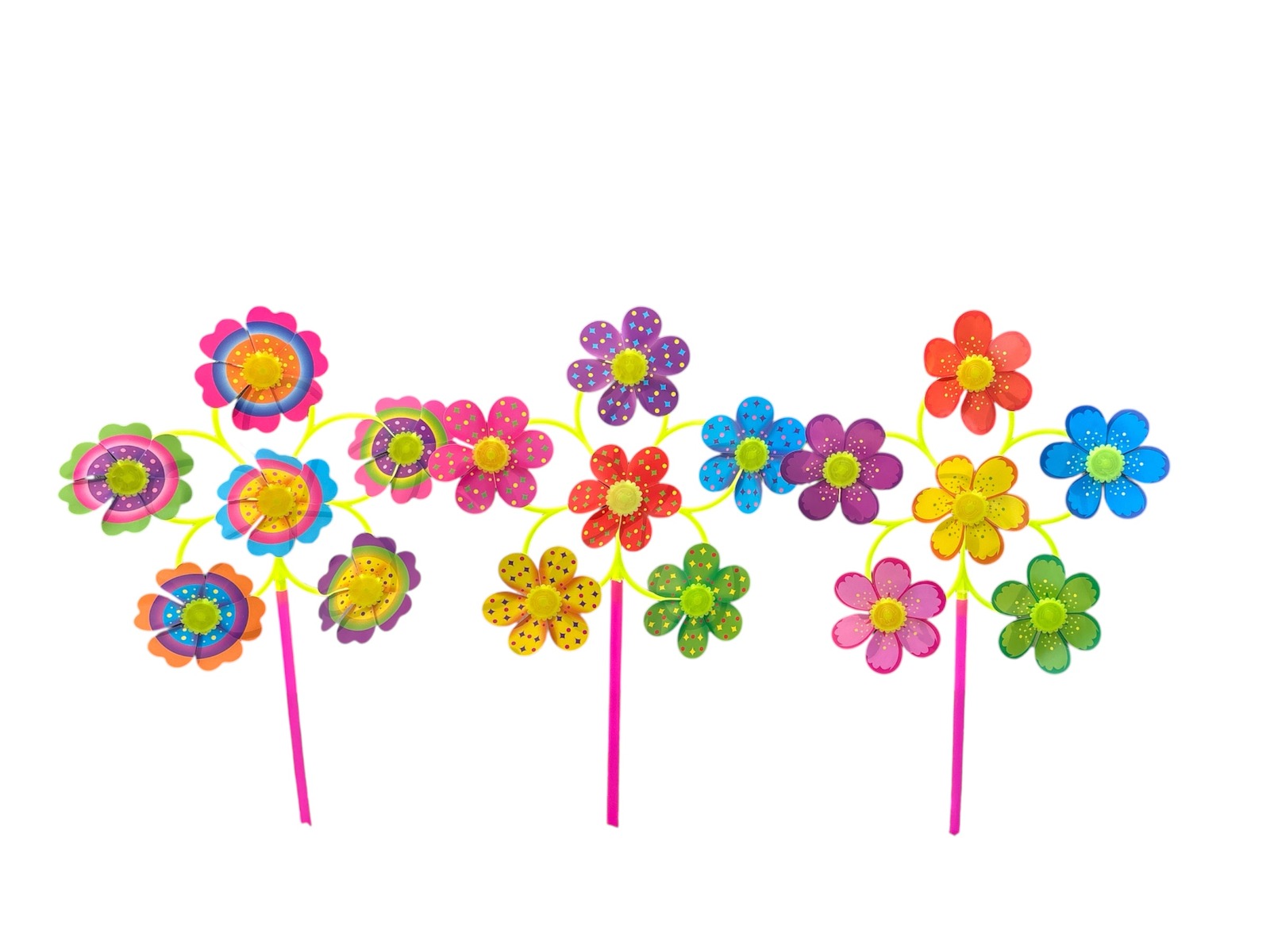Multicolor Flower Chain Garden Windmill - Set of 4 - Back Garden Nursery