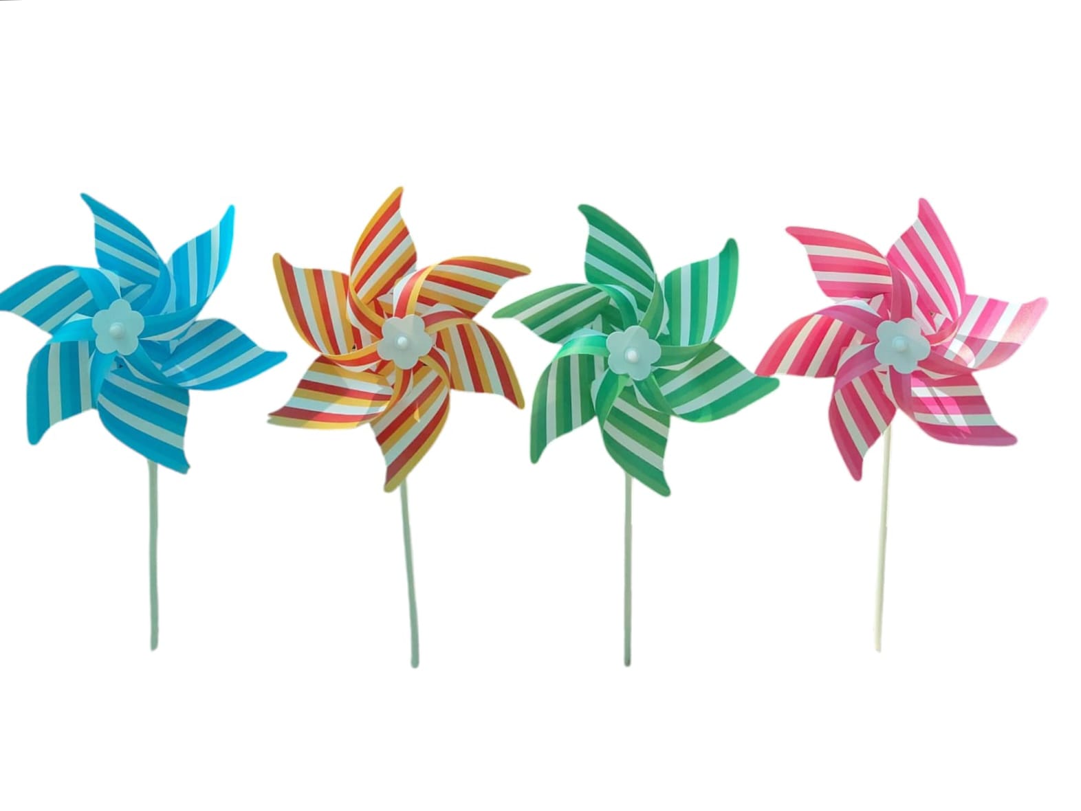 Set of 4 Striped Windmill Wind Spinner/ Home/ Garden Windmill - Back Garden Nursery