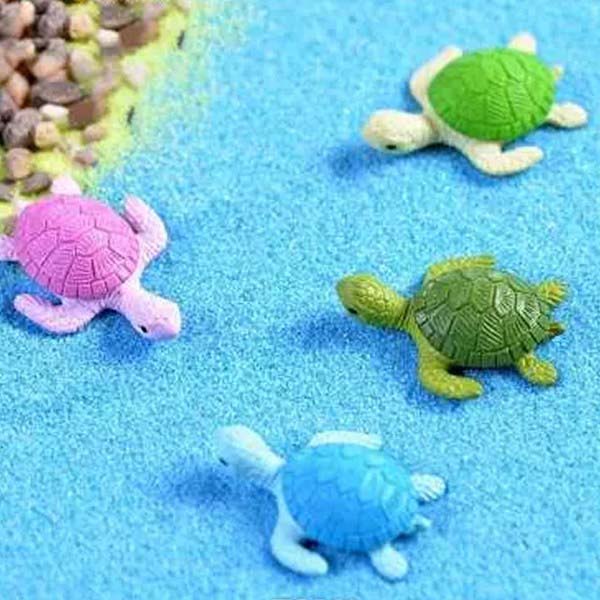 Coloured Turtle  Fairy Garden Miniature Toy Set of 4 - Back Garden Nursery