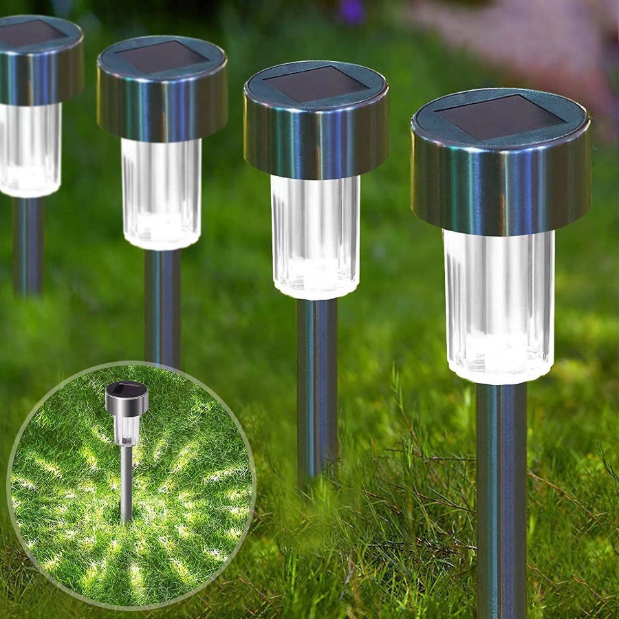Solar LED Garden Pathway Light with Stainless Steel Top - Back Garden Nursery