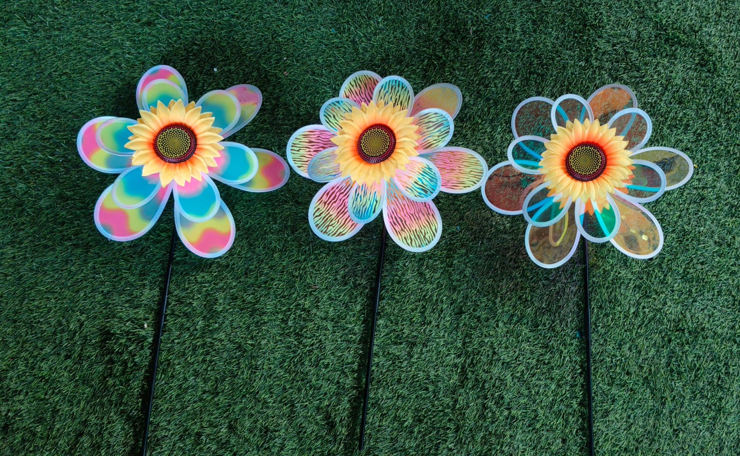 (K) Sunflower Wind Spinners, Colorful Pinwheels Windmill - Back GardenNursery
