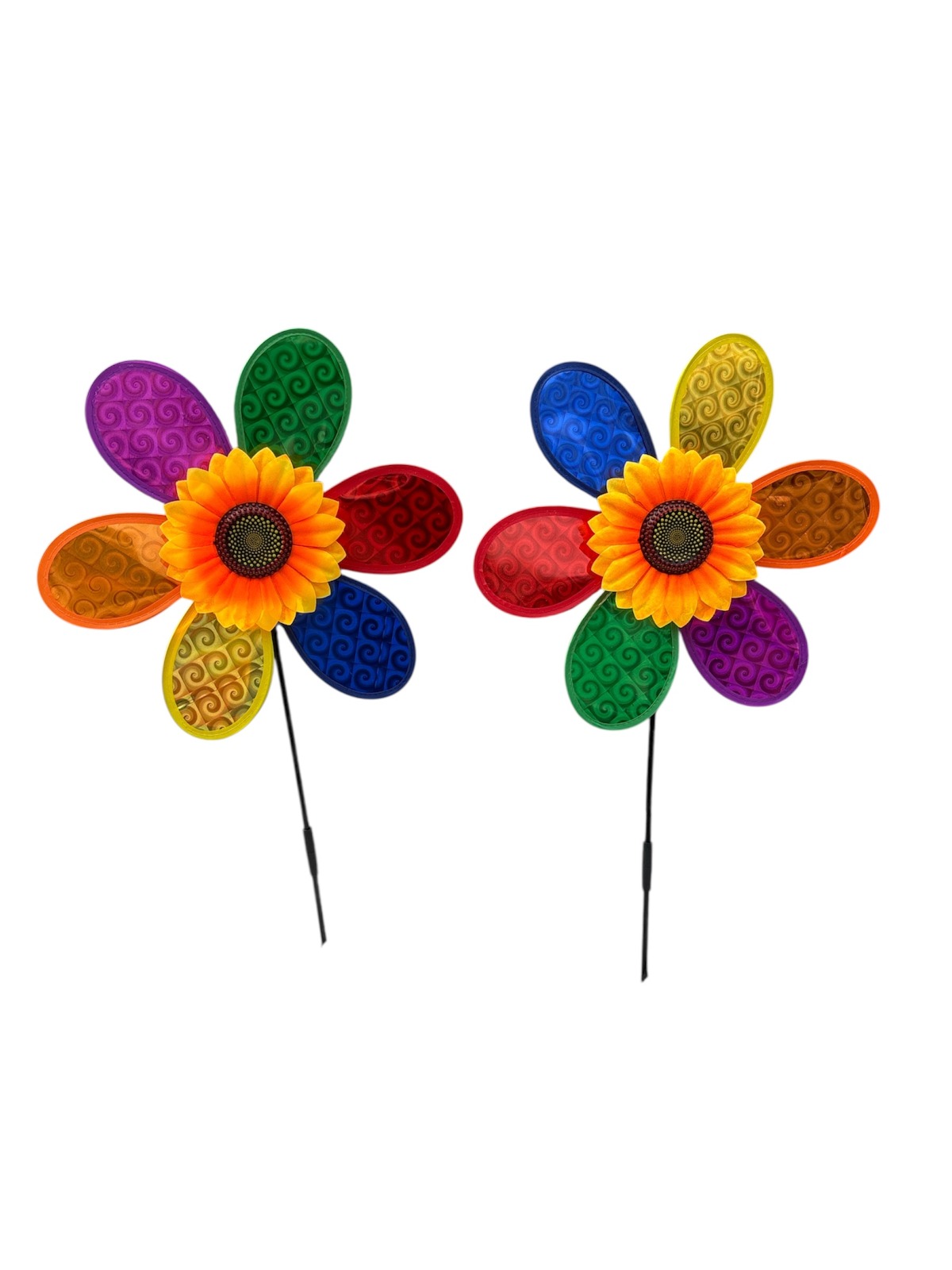 Multicolor Swirl Petal Flower Garden Windmill - Set of 4 - Back Garden Nursery