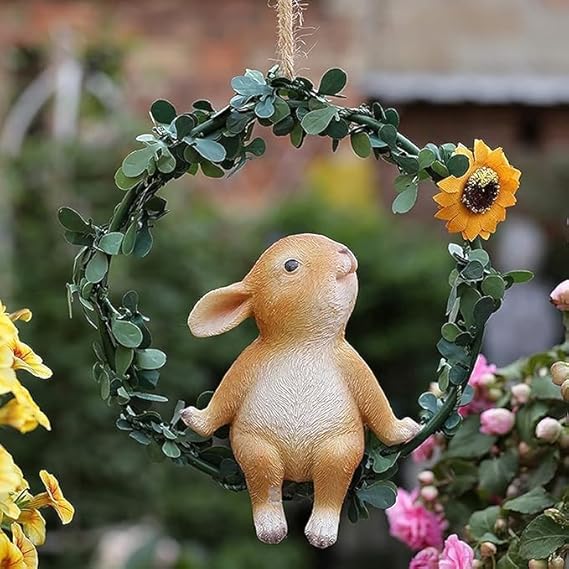Hanging Bunny Ornaments / Garden Decor Item / Back Garden Nursery