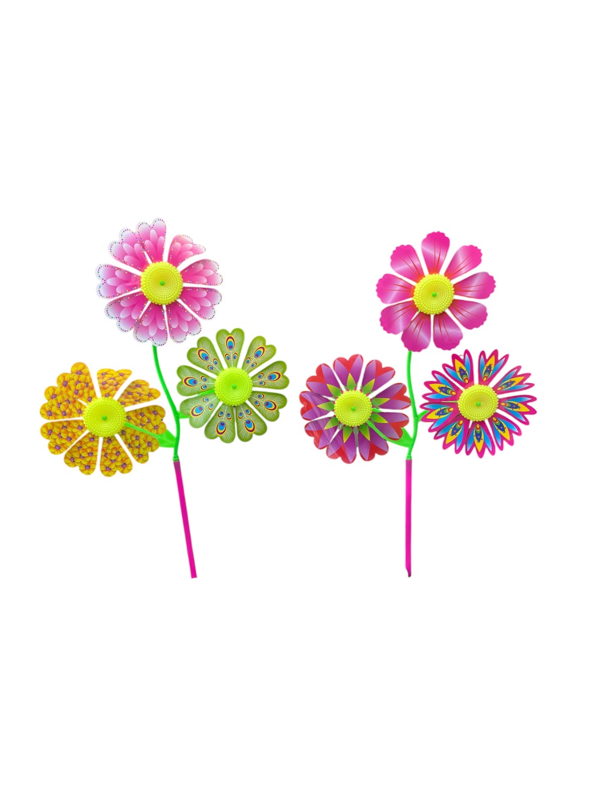 Colorful Flower Design Garden Windmill - Set of 4 - Back Garden Nursery