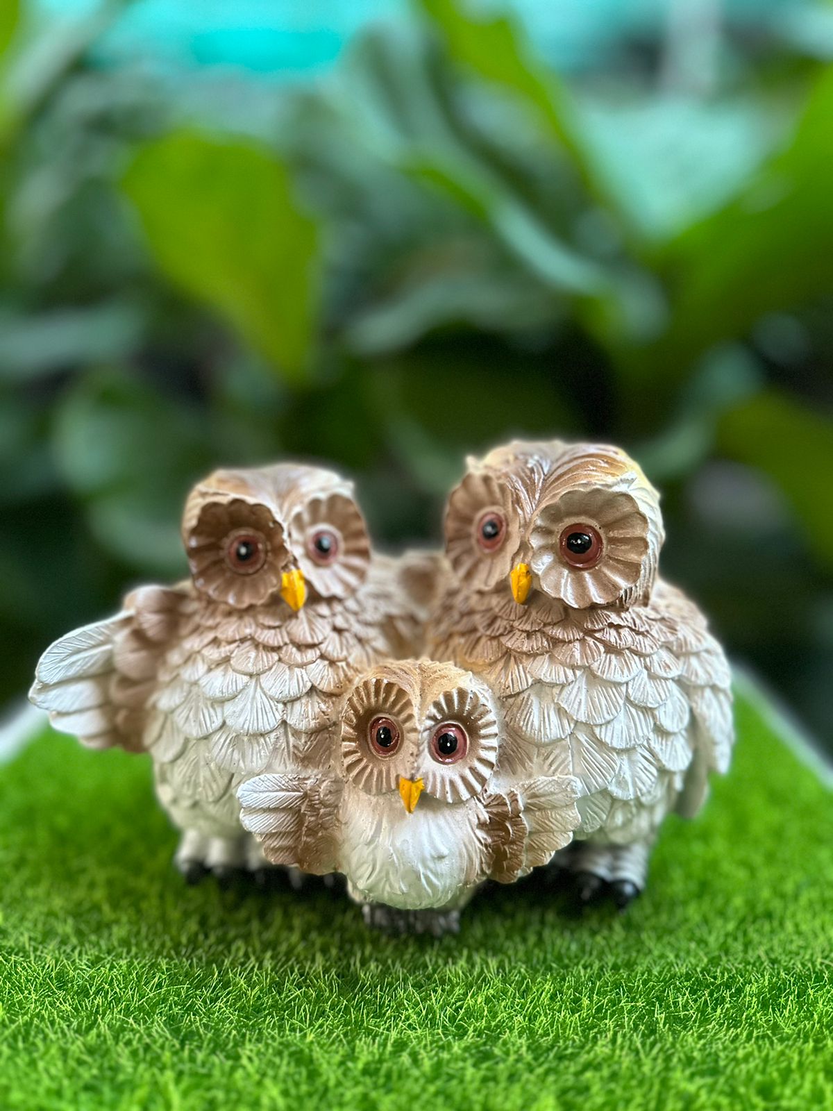 9" inch Resin Owl Family set of 3 showpiece for Home and Garden Decor