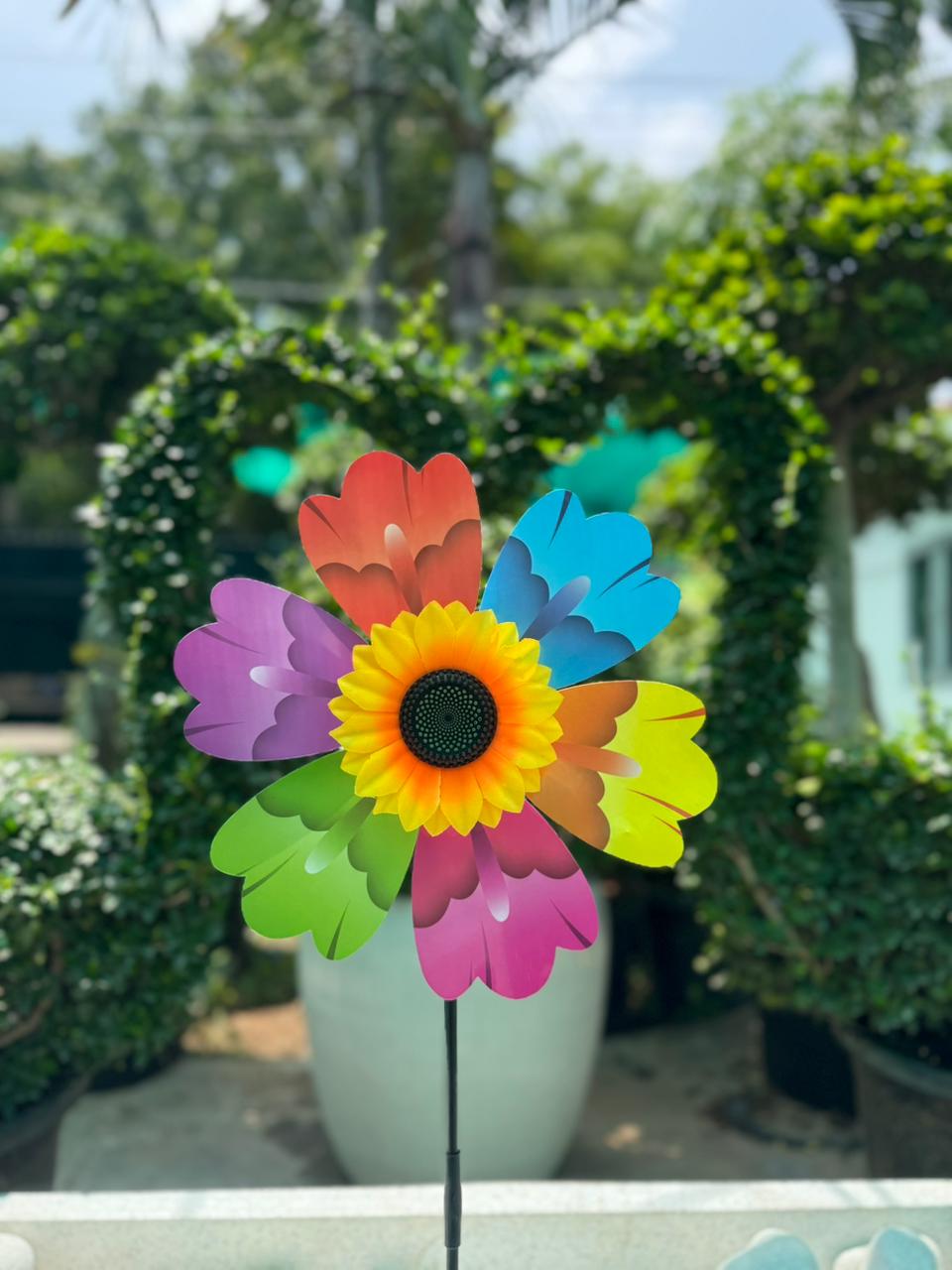 (E) Coloured Sunflower Windmill - Decorative Garden Ornament- Back Garden Nursery