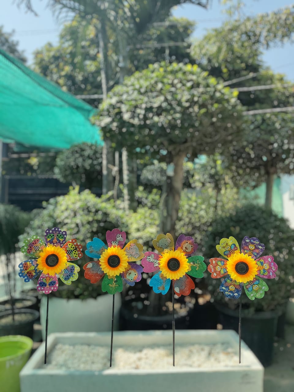(H) Graphic Sunflower Windmill   - Decorative Garden Ornament- Back Garden Nursery
