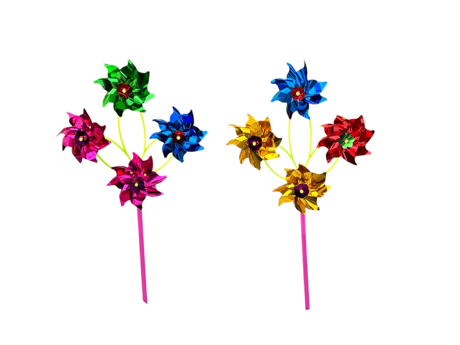 Multicolor Flower Windmill Garden Stick Decorative Pinwheel - Set for 4 - Back Garden Nursery