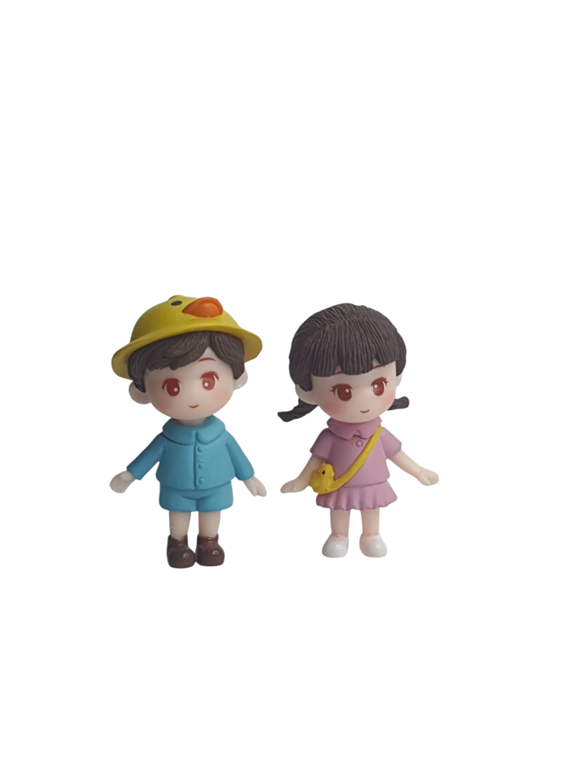 Cute Kids Couple Miniature with Duck Theme – Polyresin Fairy Garden Set - Back Garden Nursery