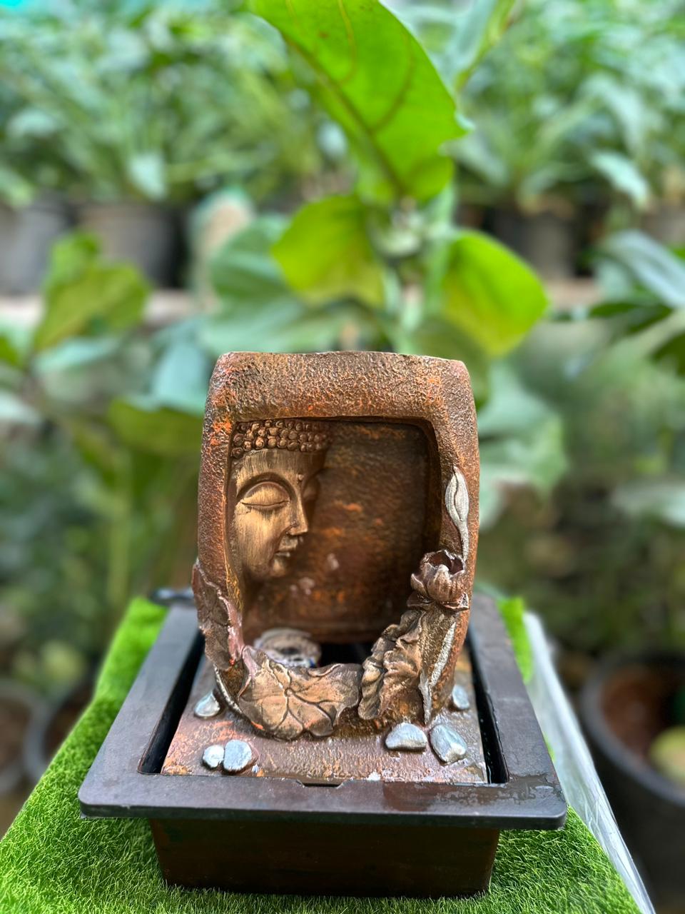 10" inch Buddha Face figure Table Top Water Fountain for Home AND Garden decor.